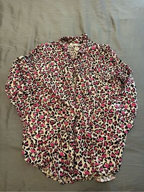 Victoria's Secret Pink and Black Leopard Print Pajama Top